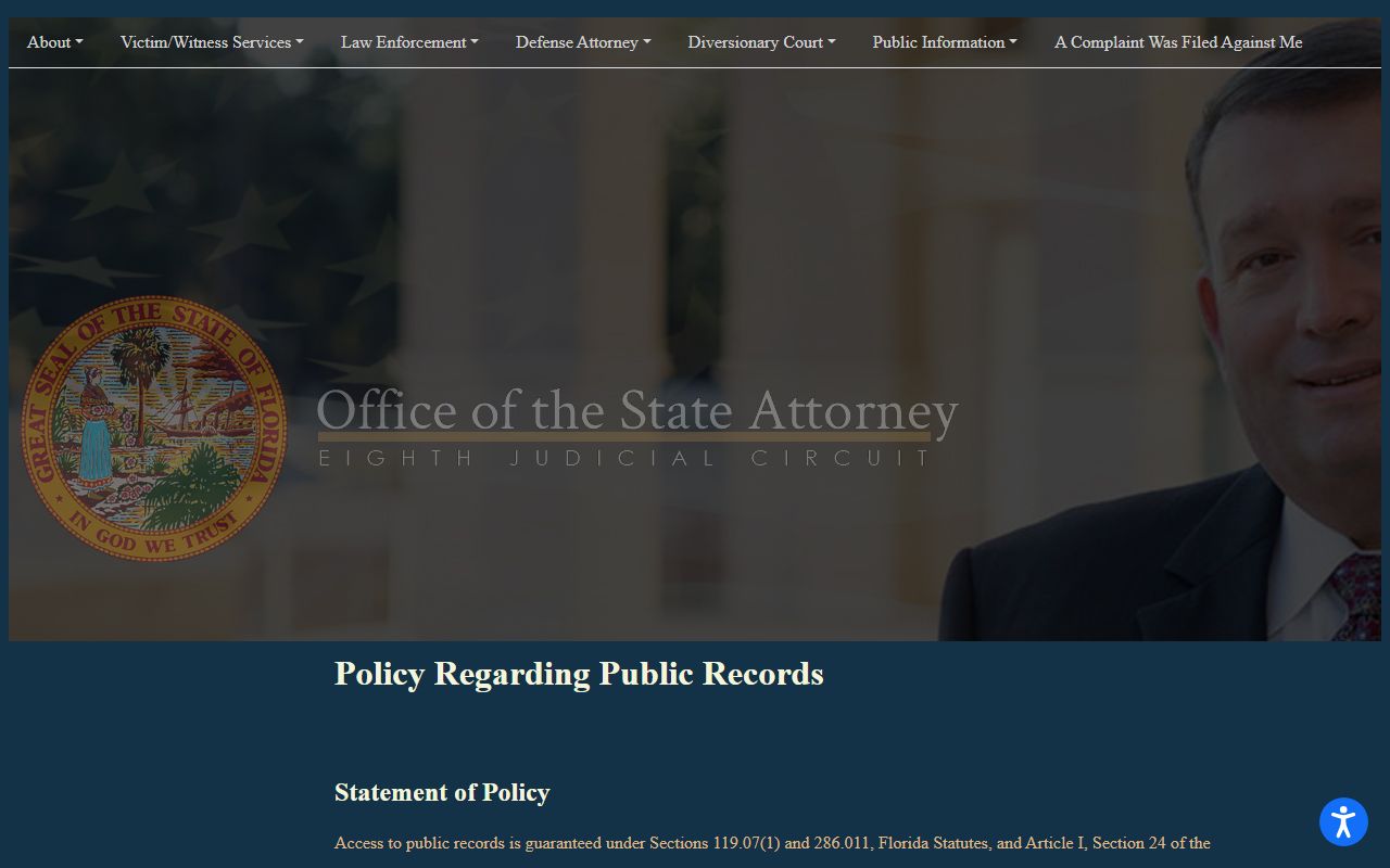 Eighth Circuit State Attorney public records page for Union County court records after an arrest